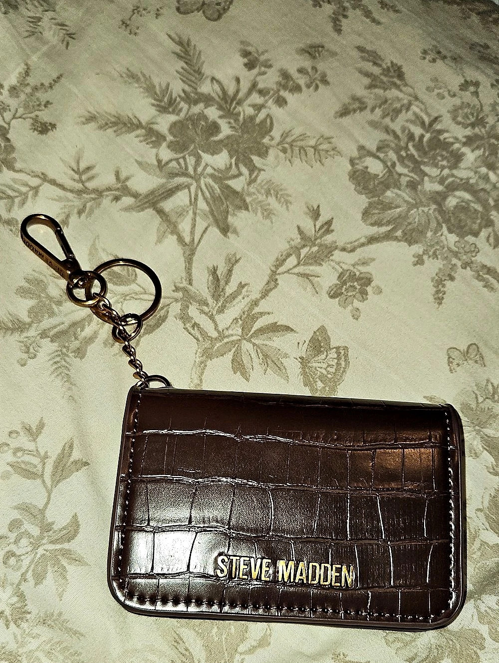 Steve Madden Brown Crocodile-Embossed Key Wallet